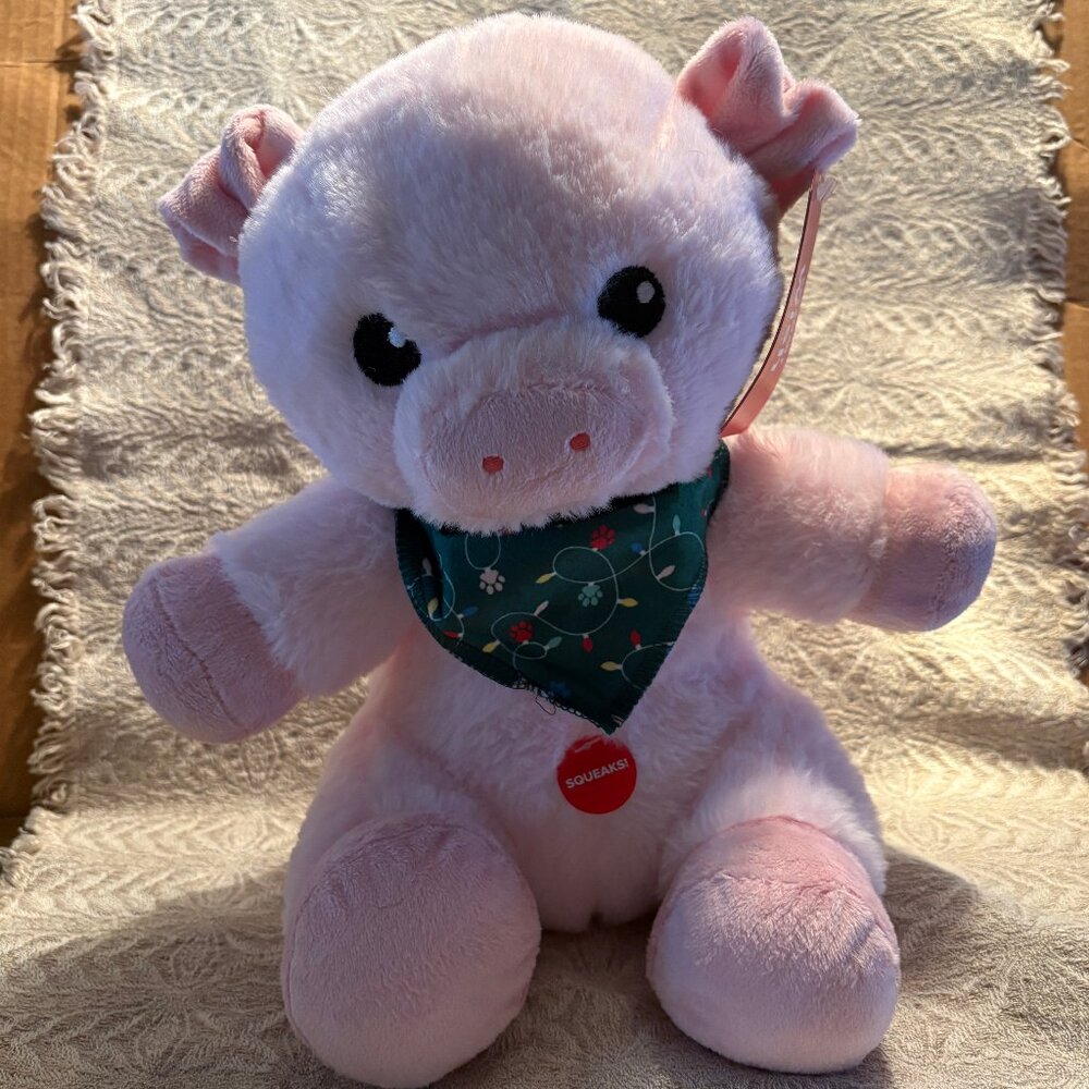 Pet Smart 12" PINK PIG Squeak Plush Stuffed Dog Puppy Toy NEW w/TAGS